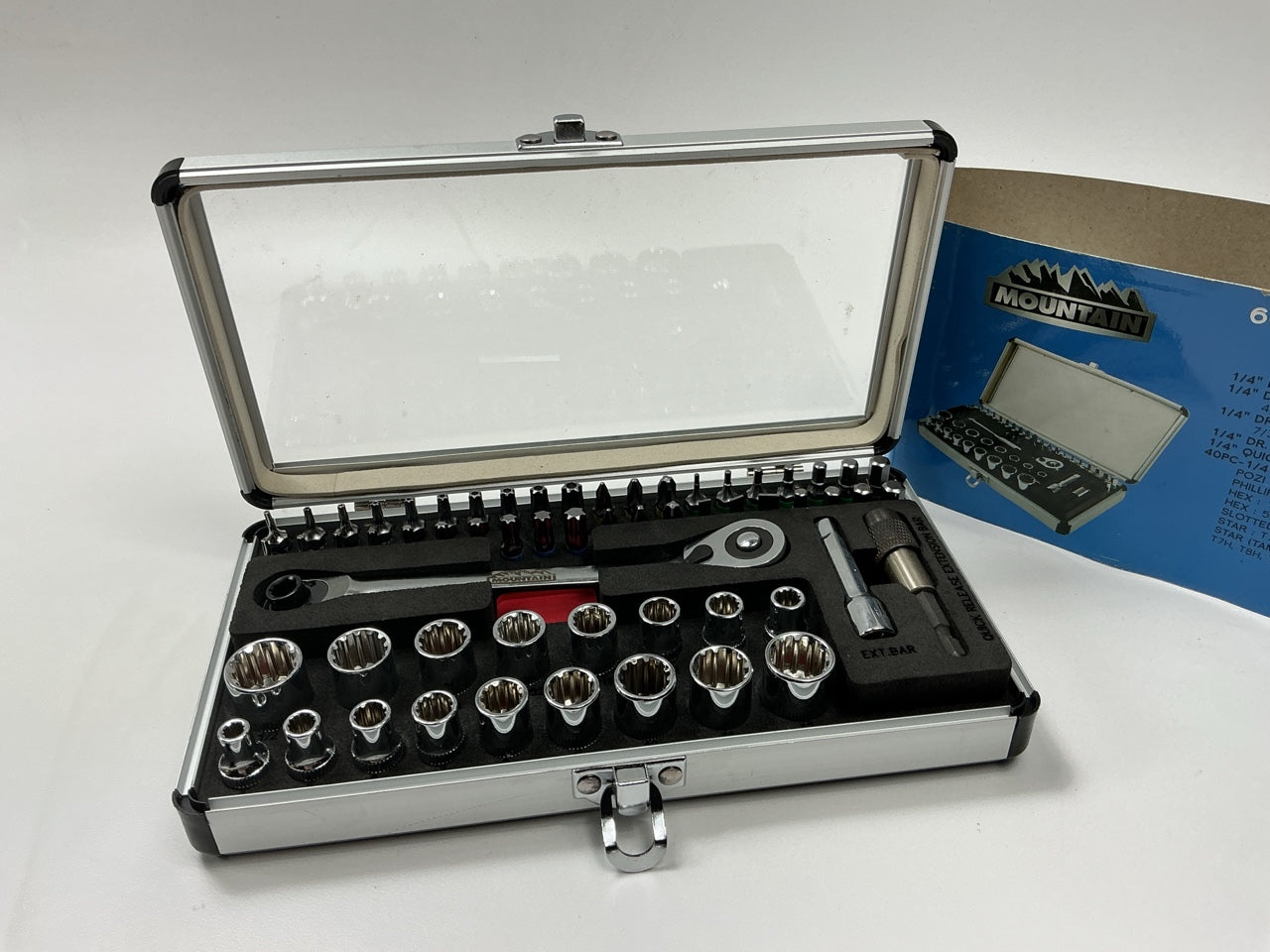 Mountain MTN1060 60 Piece 1/4'' Drive Spline Socket & Bit Set, With Storage Case