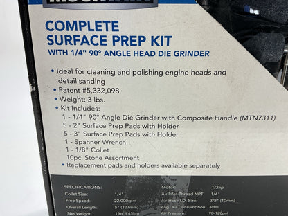 Mountain MTN7310 90 Angle 1/4'' Die Grinder And Surface Prep Kit With Discs