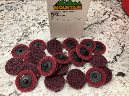 25 Pcs Mountain MTN8481 2'' Medium Grit Surface Sanding Blending Discs Speed-Lok