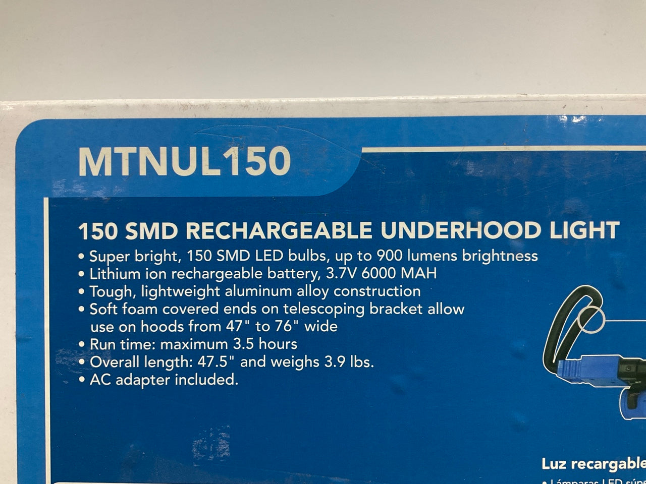 Mountain UL150 Cordless Under Hood Mechanics Work Light 900 Lumens Rechargeable