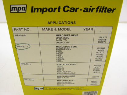 MPA MPA-5311 Engine Air Filter Replaces: 46290 AF384