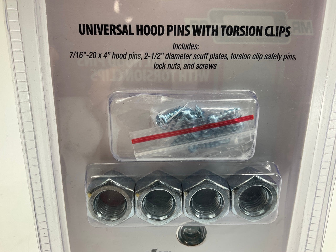 Mr Gasket 1017 Chrome Universal Hood Pins W/ Torsion Clips