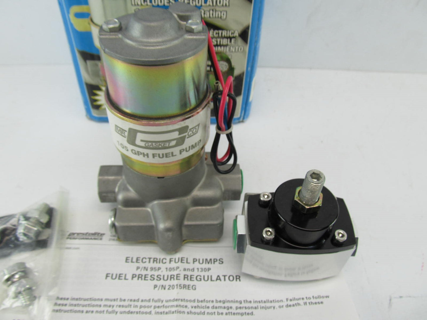 Mr. Gasket 105P Universal Electric Fuel Pump With Regulator - 105 GPH, 14 PSI