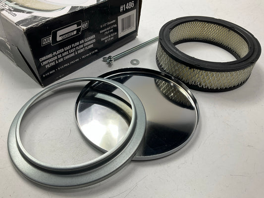 Mr. Gasket 1486 Chrome Air Cleaner W/ Filter - 6-1/2 Inch Diameter, 2 Inch Tall