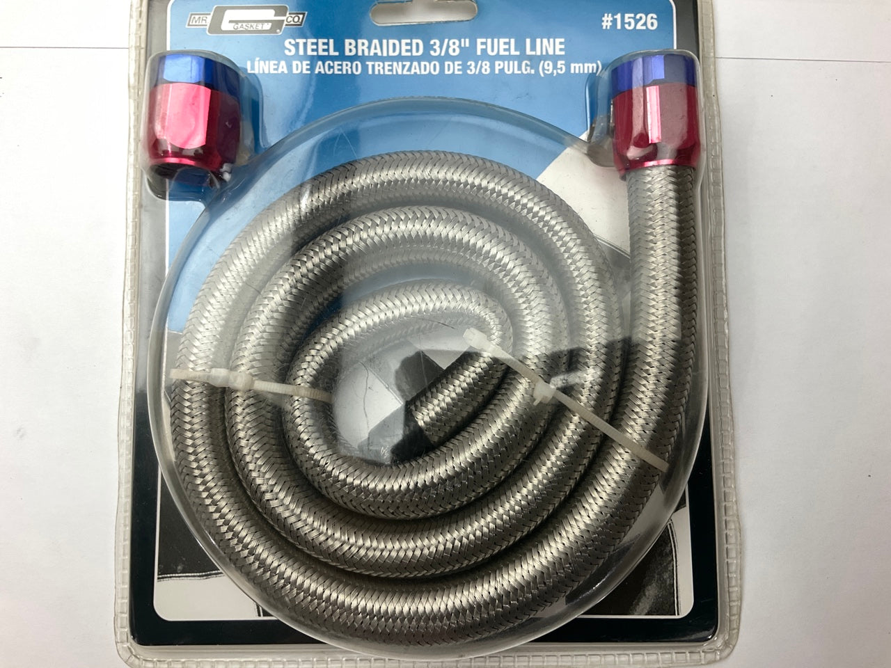 Mr. Gasket 1526 Braided Stainless Steel Fuel Line Hose Kit - 3/8 Inch X 3 Foot