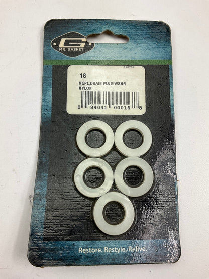 Mr. Gasket 16 Oil Pan Drain Plug Washers, 1/2 Inch Nylon Washers - Set Of 5