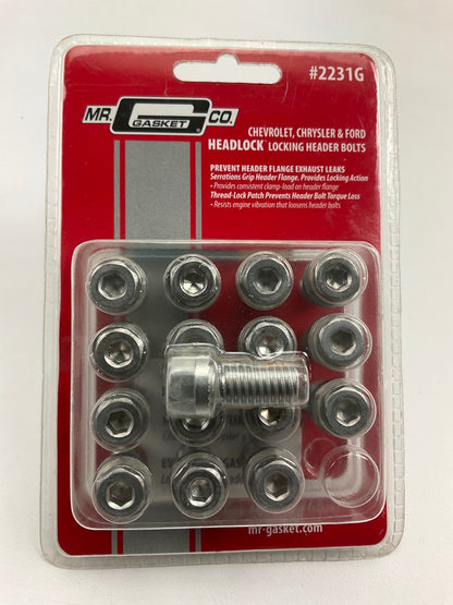 Mr Gasket 2231G Headlock Locking Header Bolts 3/8''-16 SS BBC, SBF, BBF