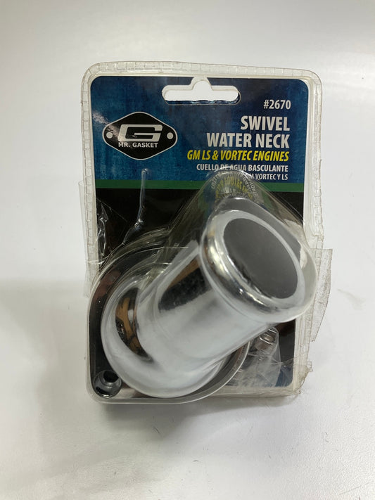 OPEN BOX - Mr. Gasket Chrome Coolant Thermostat Housing Swivel Water Neck