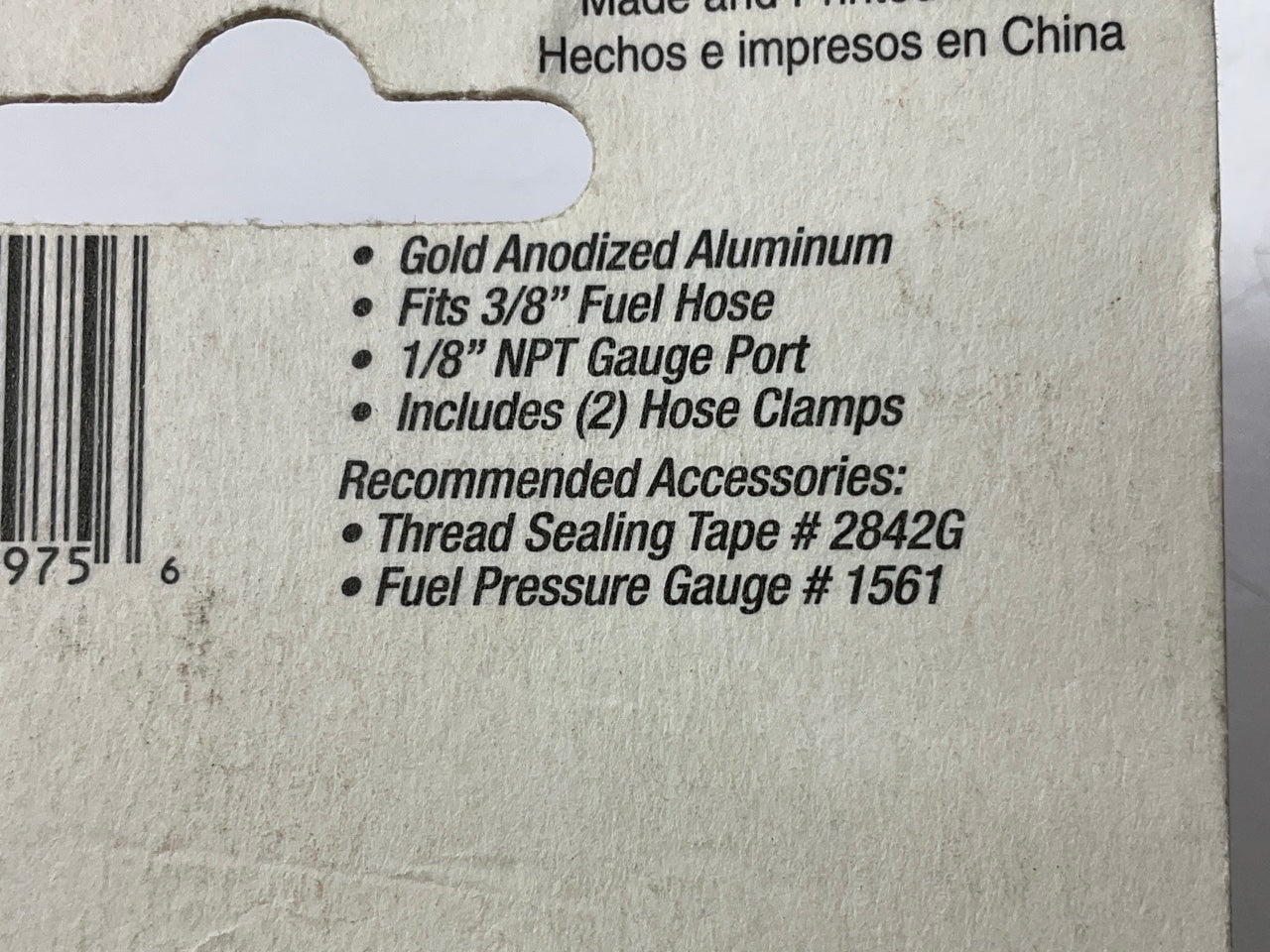 Mr. Gasket 2975 Fuel Pressure Gauge Adapter For 3/8'' Fuel Hose, 1/8'' NPT Gauge