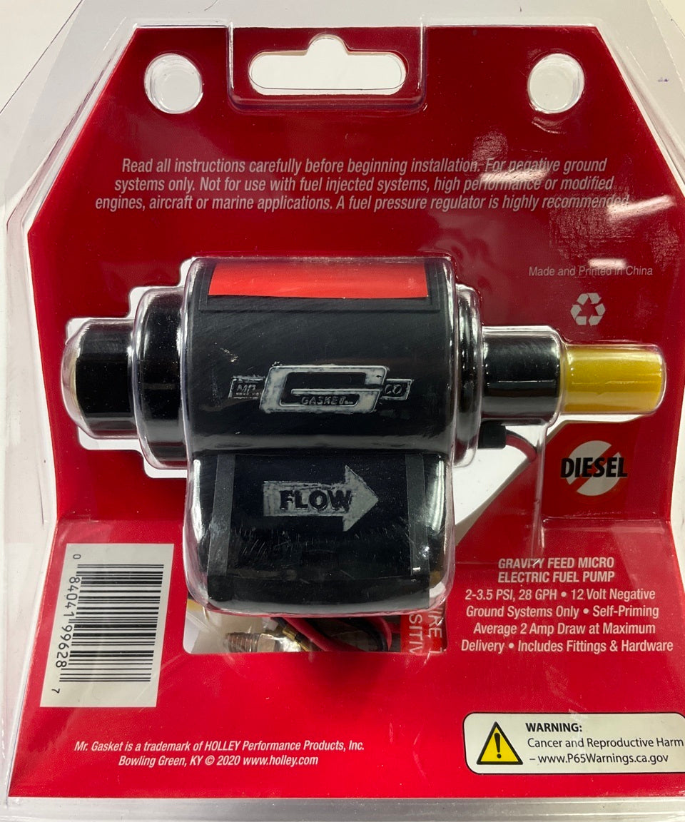 Mr. Gasket 42S UNIVERSAL Electric Fuel Pump Carburetor Import 2-3.5 PSI, 42 GPH