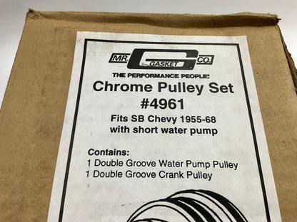 NIB Mr Gasket 4961 Water Pump Pulley Set 1955-1968 Chevy SBC W/ Short Water Pump