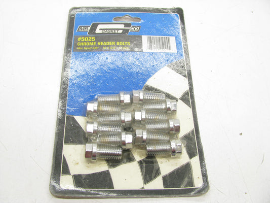 (x12) 3/8 Hex Head 16 X 3/4 In Chrome Header Bolts Mr Gasket 5025