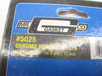 MrGasket 5025 3/8'' Hex Head Chrome Header Bolts 3/8-16 Thread, Small Block Chevy