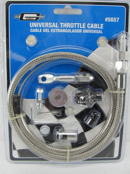 Mr Gasket 5657 Universal Chrome Stainless Steel Braided Throttle Cable Kit 36''