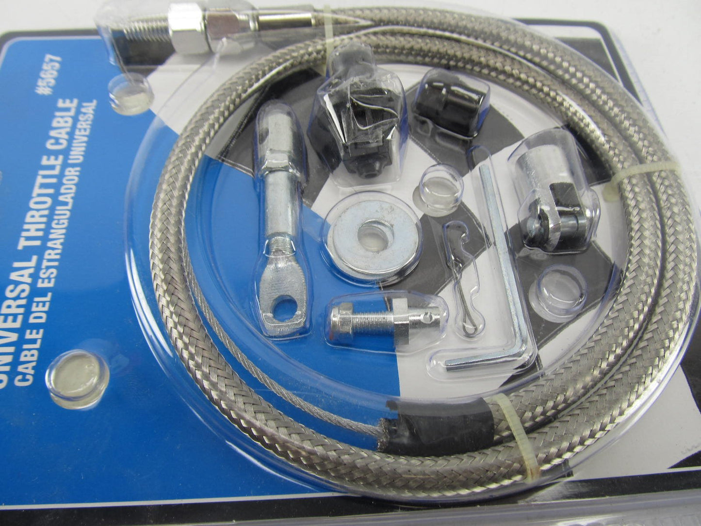 Mr Gasket 5657 Universal Chrome Stainless Steel Braided Throttle Cable Kit 36''