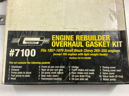 Mr. Gasket 7100 Small Block Chevy Rebuilder Overhaul Full Gasket Set Kit SBC 350