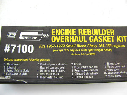 Mr. Gasket 7100 Small Block Chevy Rebuilder Overhaul Full Gasket Set Kit SBC 350