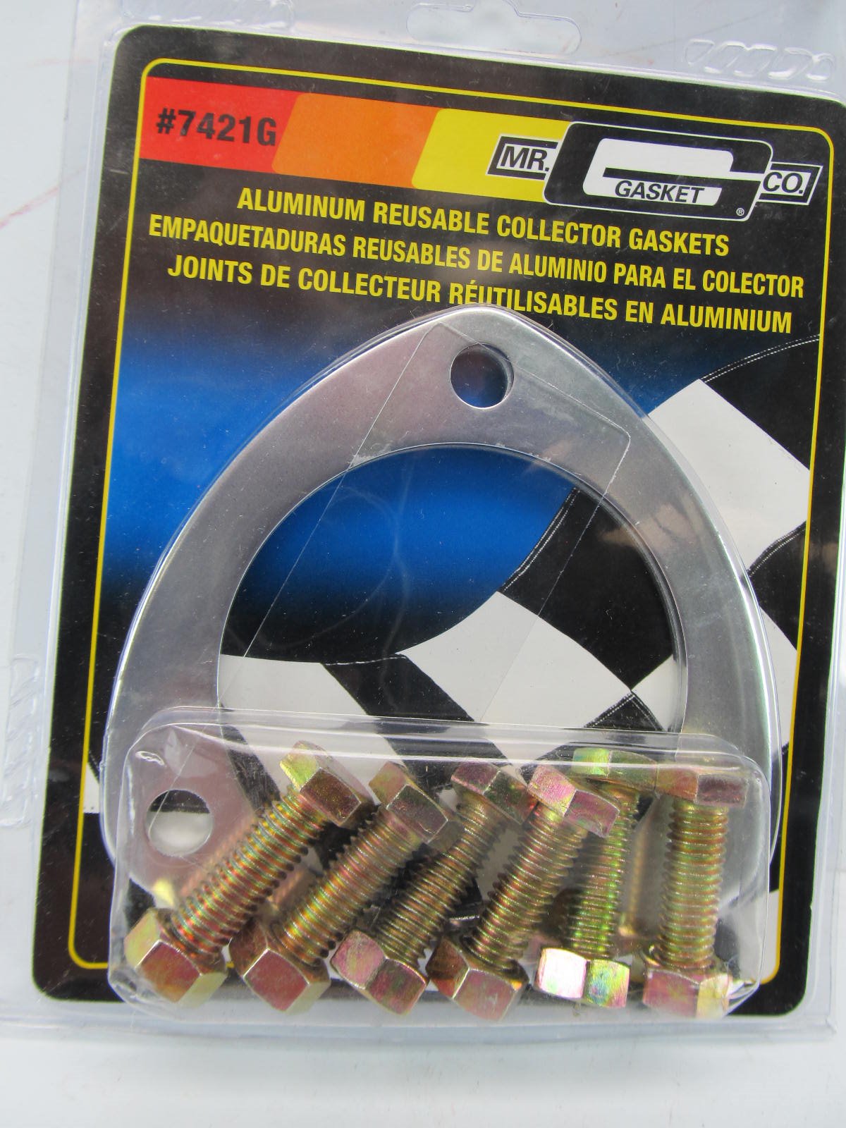 Mr Gasket 7421G 3'' Aluminum Exhaust Collector Flange Gasket Set With Bolts