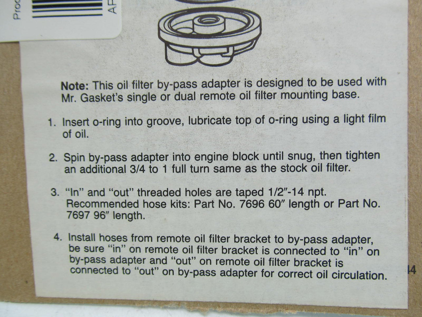 Mr Gasket 7679 Oil Filter Bypass Metric Adapter Plate, 20mm X 1.5 Thread Size