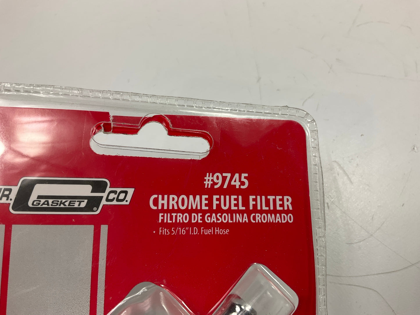 Mr Gasket 9745 Chrome Fuel Filter 5/16'' Hose Carbureted Applications - 40 Micron