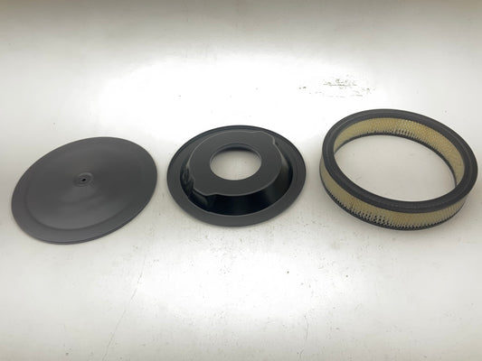 DENTED SEE ACTUAL PHOTOS MrGasket 9790BP Flat Black 14'' Competition Air Cleaner