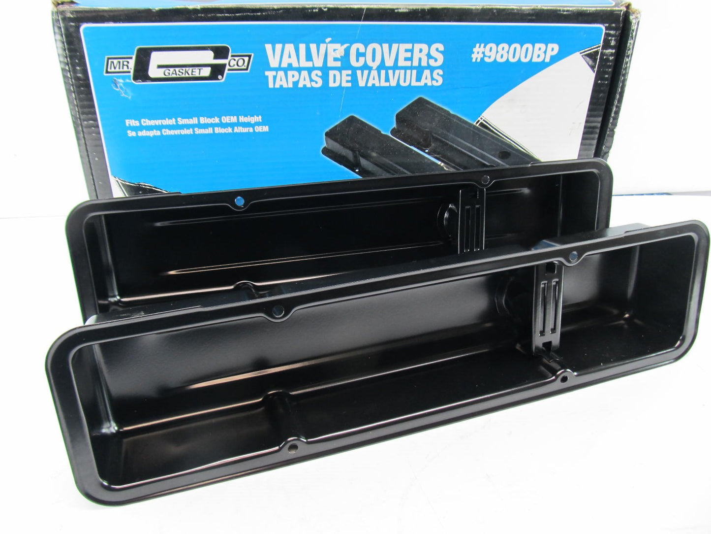 Mr Gasket 9800BP Smooth Top Short Valve Covers W/baffles Flat Black - Chevy SBC