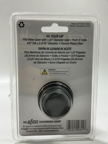 Mr Gasket 9815 Chrome Push-in Oil Filler Cap For 1.22'' Diameter Hole