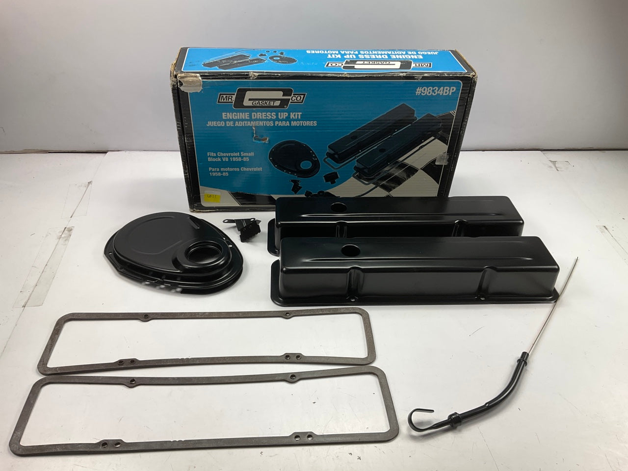 MISSING PARTS - Actual Item Shown - Mr Gasket 9834B Black Engine Dress Up Kit