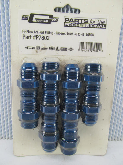 (x10)  8 AN  Straight Male Blue Aluminum Fitting Adapter (P7802)  8 An To  8 AN