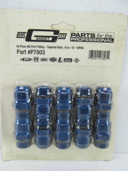 (10) Mr Gasket Hi-Flow Fuel Port Fittings 8AN To 10AN Male Straight Adapters