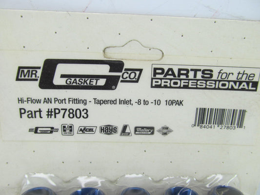 (x10) Mr Gasket Hi-Flow Fuel  Port Fitting-Tapered Inlet  8AN To  10AN