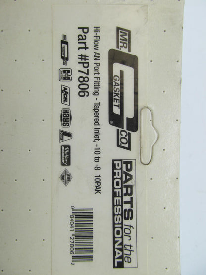 (10) P7806 10 AN To 8 AN Straight O-ring Straight Tapered Inlet Adapter Fitting