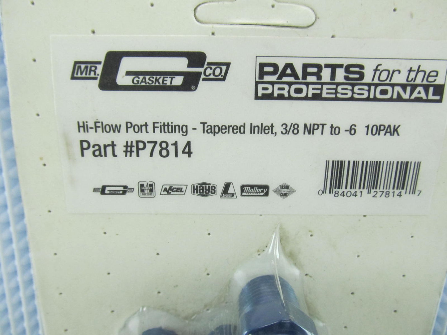 (x10) - 6 AN Male To 3/8'' NPT  Hi-Flow Fuel Port Fitting Blue Mr Gasket P7814