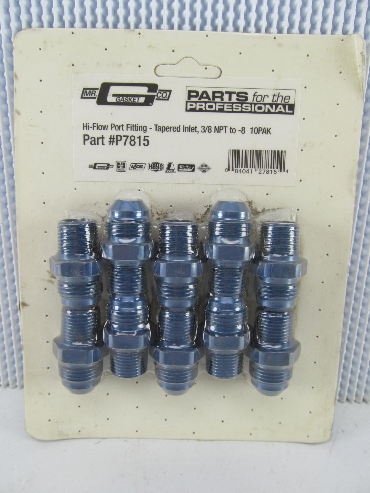 (X10) Mr Gasket P7815 HI-FLOW Fuel Port Fitting- Tapered Inlet 3/8 NPT To - 8 AN