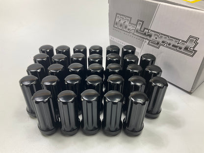 (32) Pack - Mr Lugnut 5744L Wheel Lug Nuts Spline Acorn 2.0'' Long Black 14x1.50