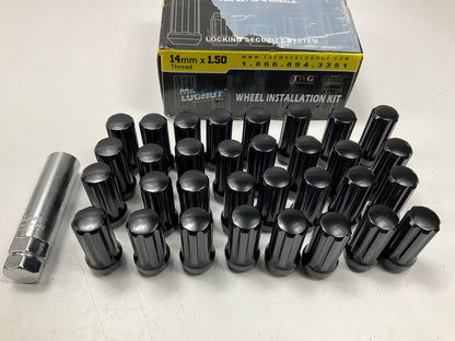 (32) 14mmx1.50 Black Mr Lugnut Long Spline Lug Nut Install Kit For 8 Lug Truck