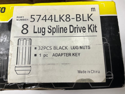 (32) 14mmx1.50 Black Mr Lugnut Long Spline Lug Nut Install Kit For 8 Lug Truck