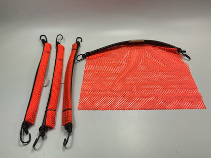 (4) MS CARITA 18''x18'' Orange Jersey Mesh Safety Flag For Trucks W/ Rubber Bungee