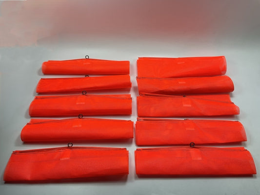 (10) Ms Carita Safe Truck FW400C Orange Mesh Flag Wire Hook, 18'' Mesh Flag