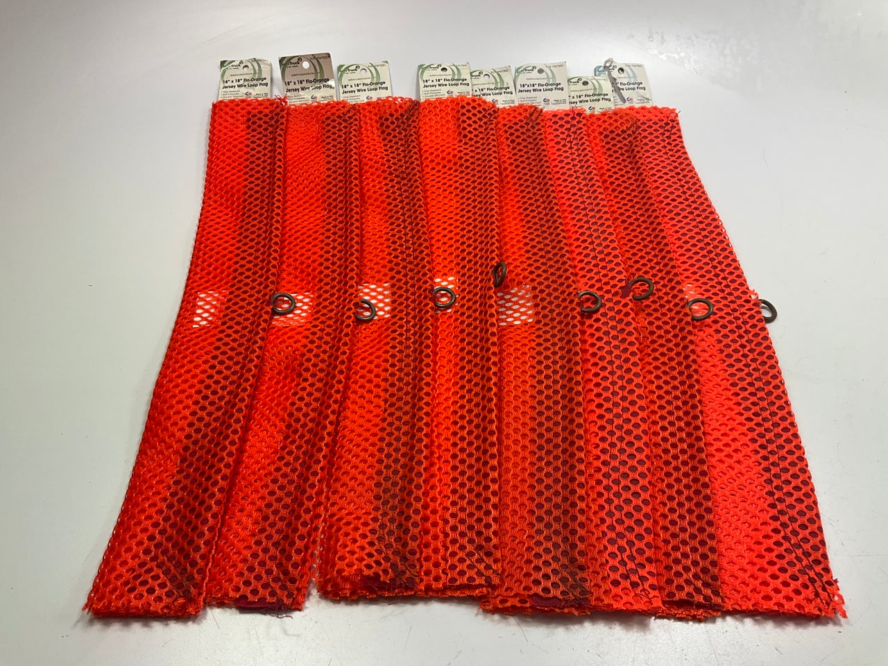 (8) Ms Carita FW700C 18'' X 18'' Flo-Orange Jersey Wire Loop Safety Flag