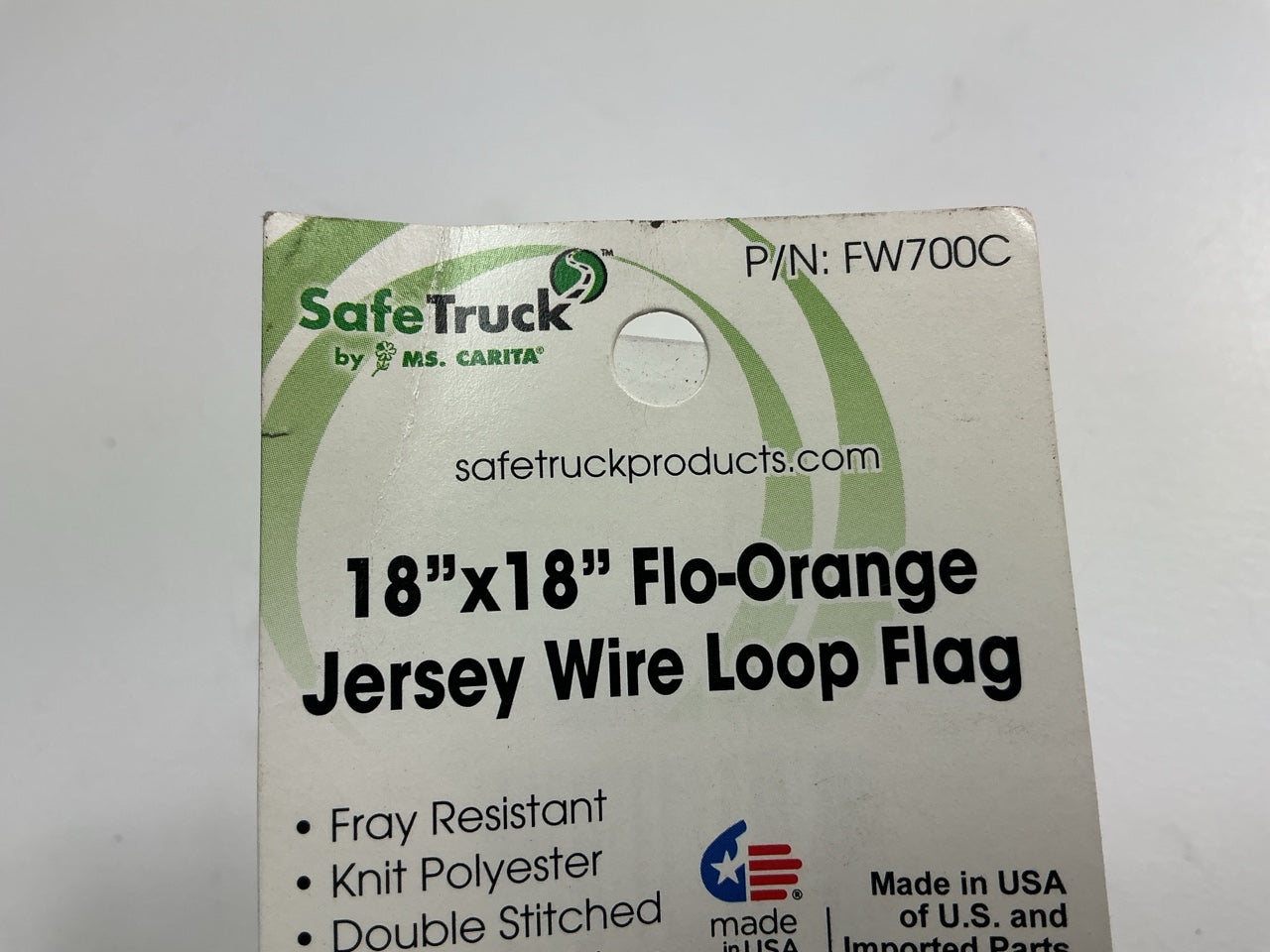 Ms Carita FW700C 18'' X 18'' Flo-Orange Jersey Wire Loop Safety Flag