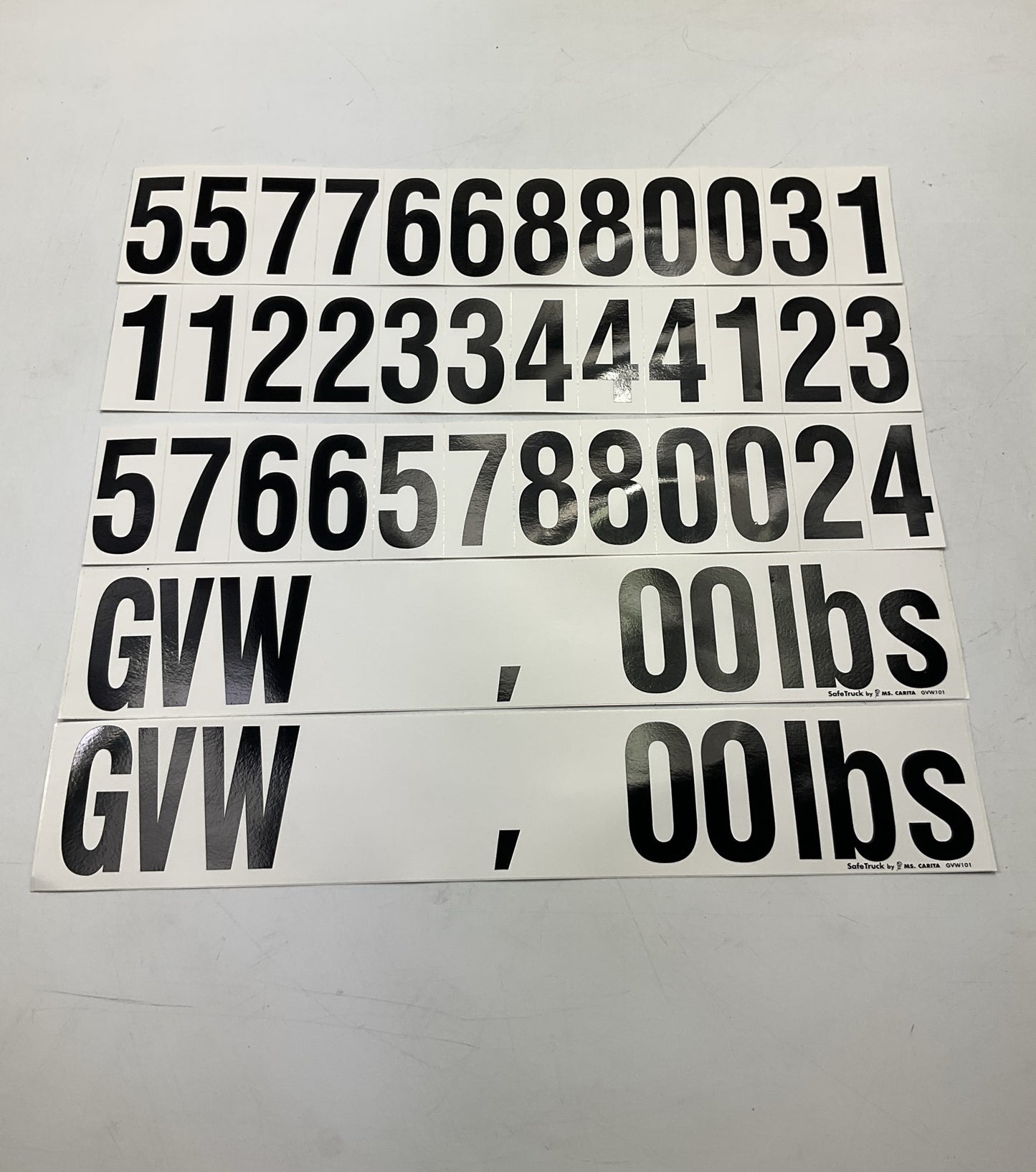 10 Pack - Ms Carita GVW101 Gross Vehicle Truck Trailer Weight Number Kit Lbs DOT