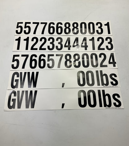 10 Pack - Ms Carita GVW101 Gross Vehicle Truck Trailer Weight Number Kit Lbs DOT