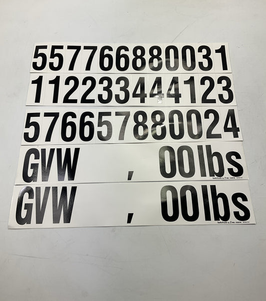 10 Pack - Ms Carita GVW101 Gross Vehicle Truck Trailer Weight Number Kit Lbs DOT