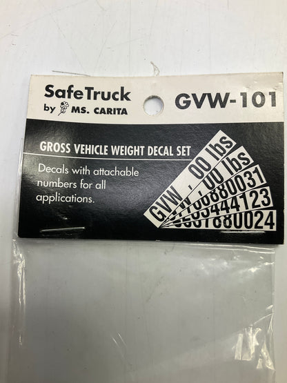 10 Pack - Ms Carita GVW101 Gross Vehicle Truck Trailer Weight Number Kit Lbs DOT
