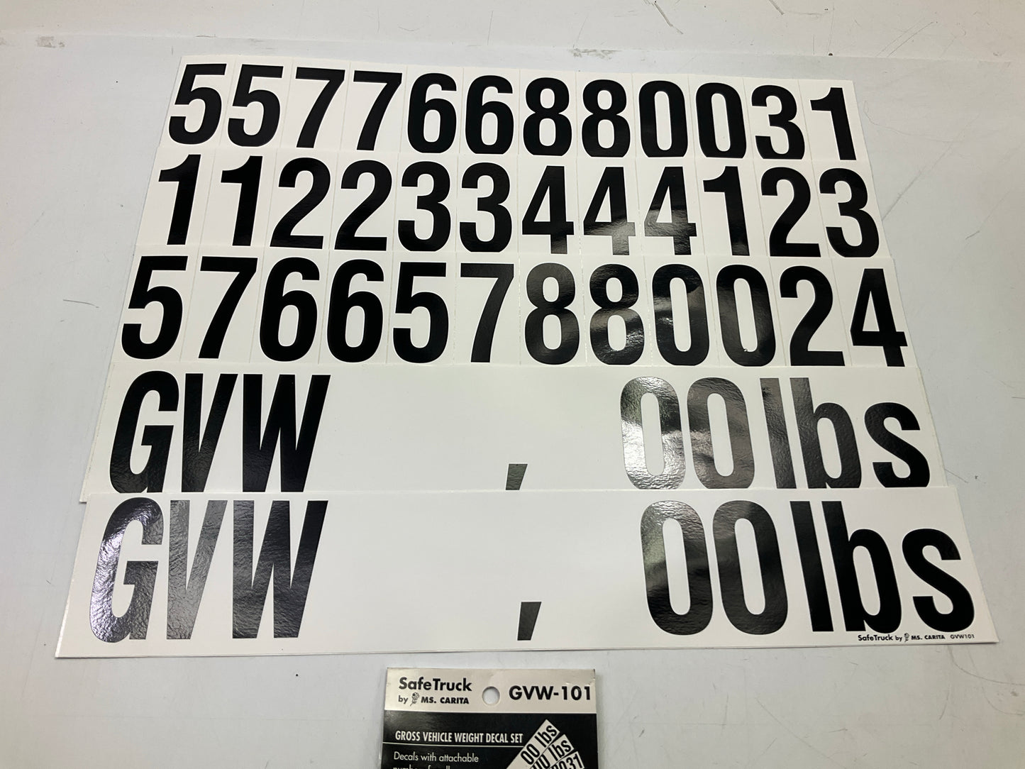Ms Carita GVW101 Gross Vehicle Truck Trailer Weight Number Kit Lbs DOT