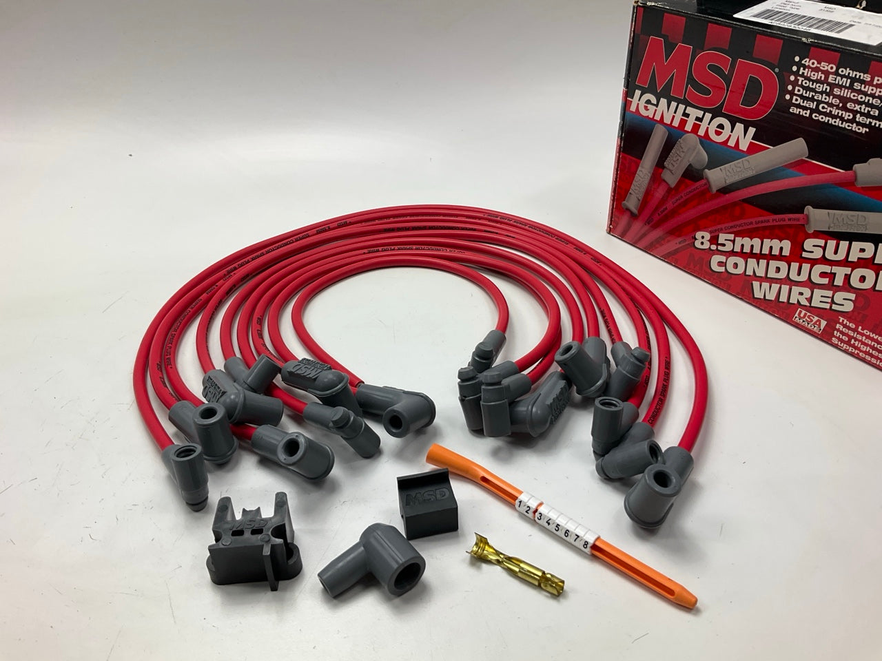 MSD 31359 8.5mm Super Conductor Spark Plug Wire Set, Small Block Chevy 350 HEI