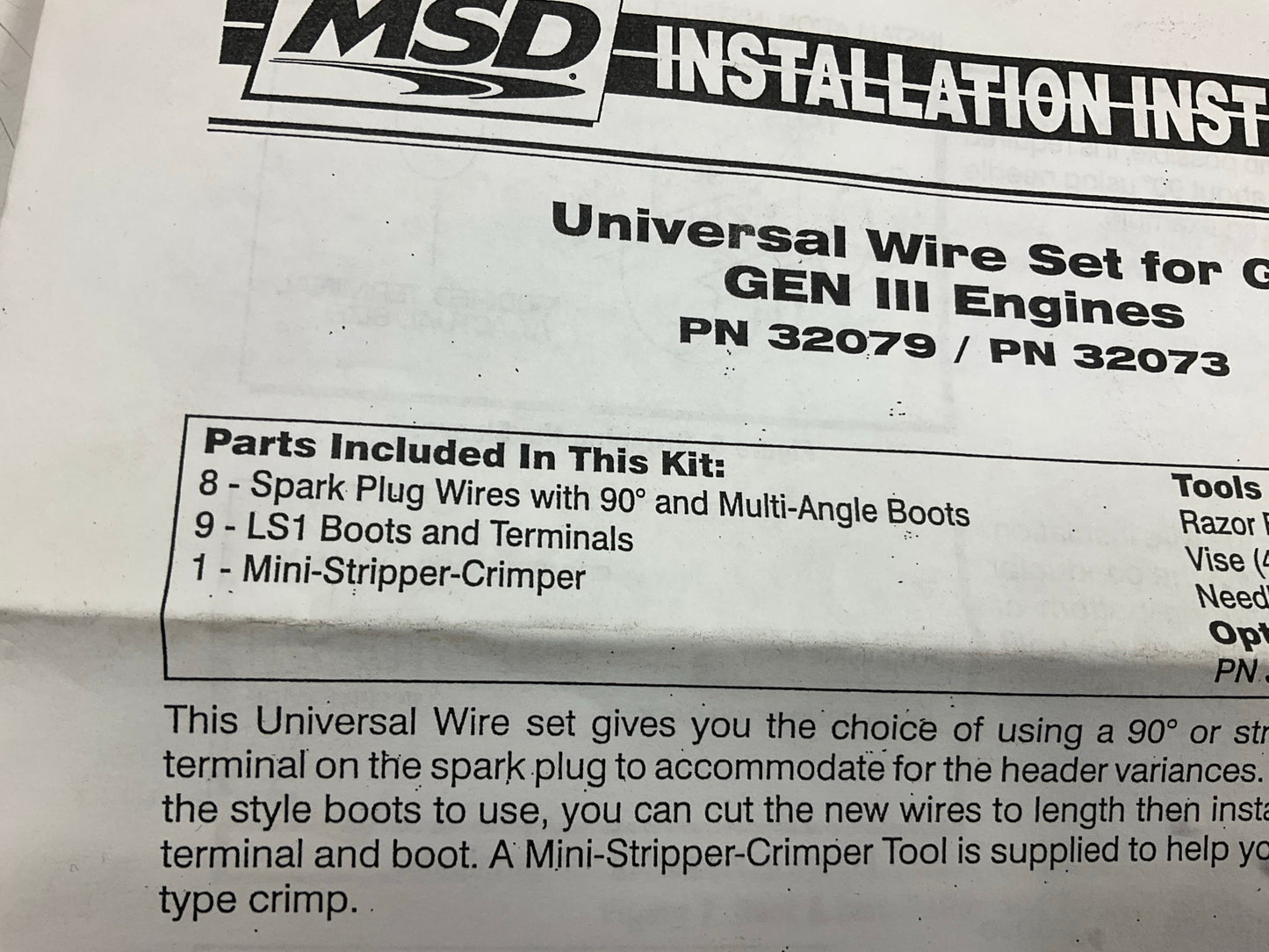 MSD 32073 Super Conductor Ignition Spark Plug Wire Set 8.5mm LS1 LS3 LS6
