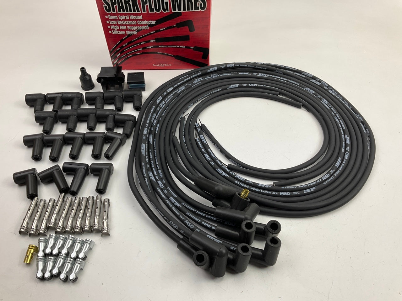 MSD 5553 Street Fire 8mm Spark Plug Wire Set 8-Cyl 90° Boot Socket/HEI Universal