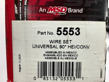 MSD 5553 Street Fire 8mm Spark Plug Wire Set 8-Cyl 90° Boot Socket/HEI Universal